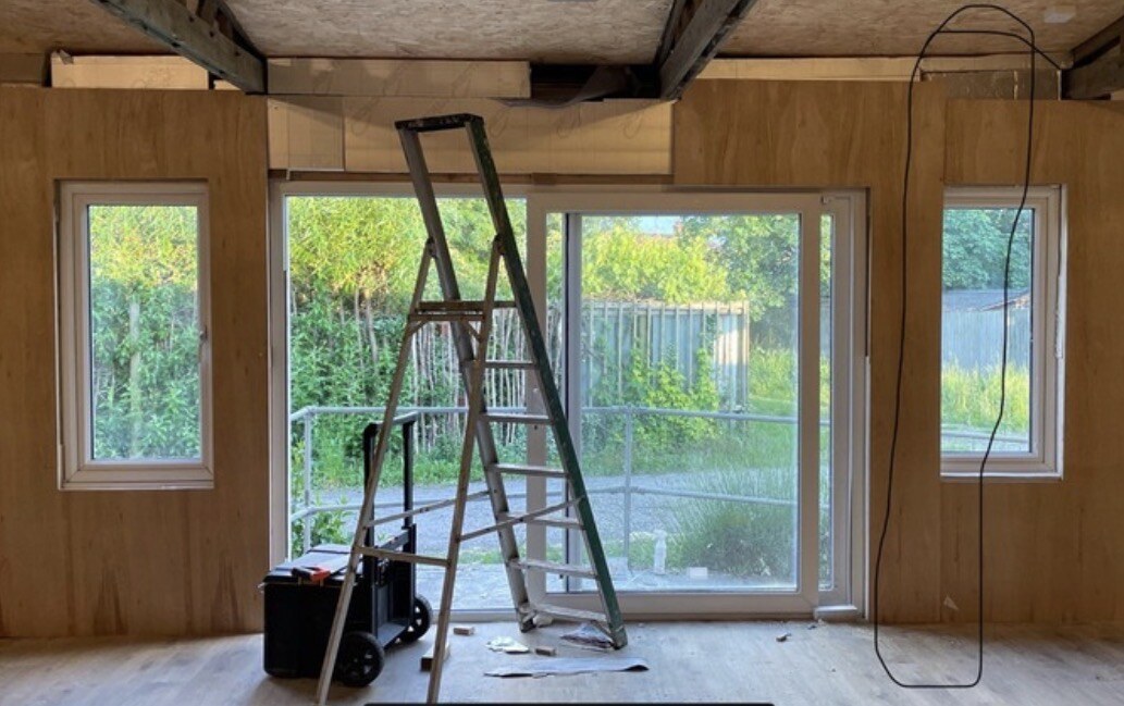 New glazing installed during the garden building fit-out