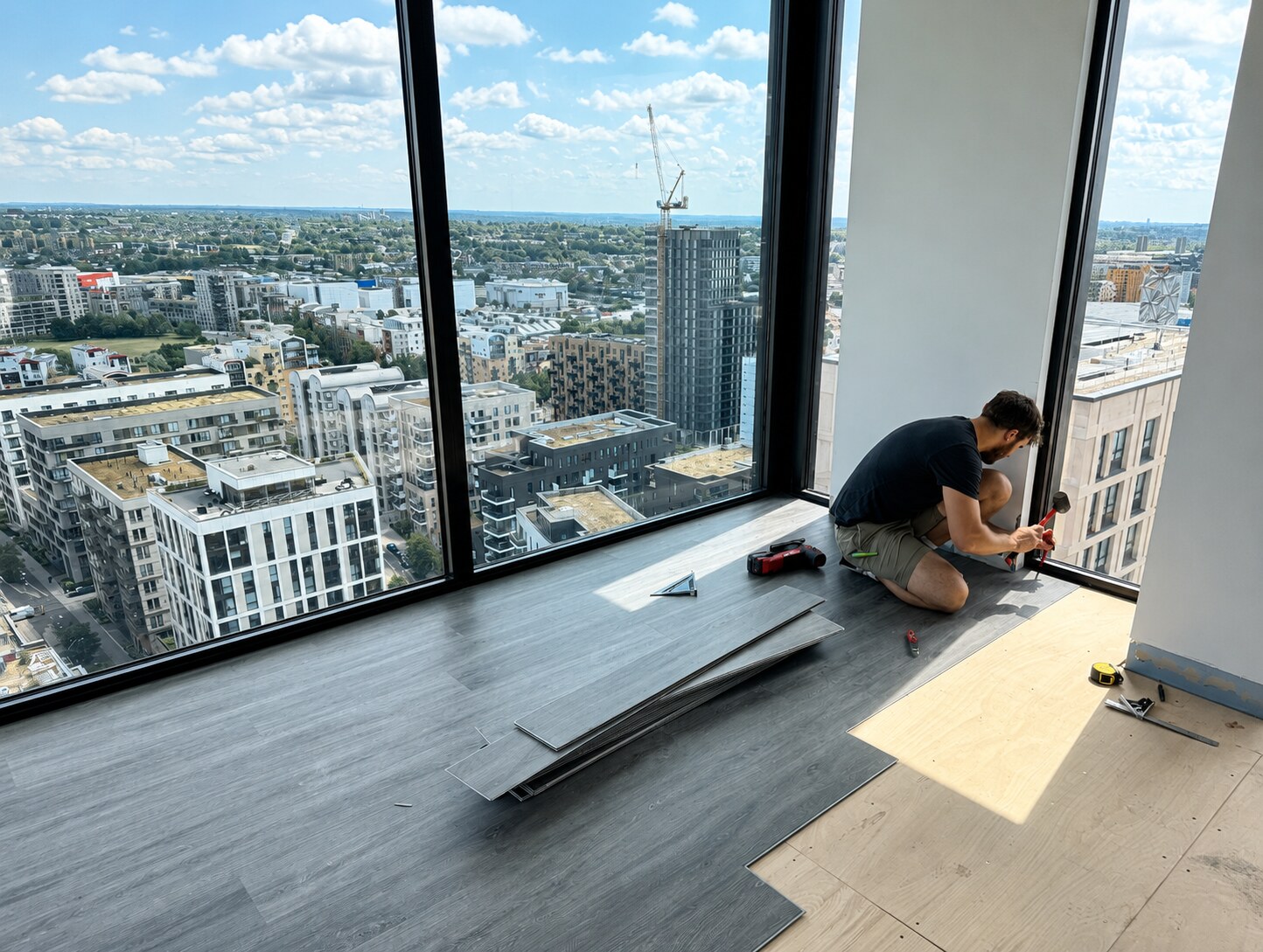 23rd-floor communal flooring installation by Simple Work Solutions
